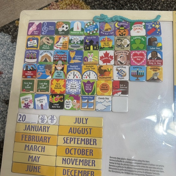 Melissa & Doug My First Daily Magnetic Calendar - Kids  New Melissa & Doug LARGE Colorful Magnetic Calendar Wood Wall Hang 112 Magnets
